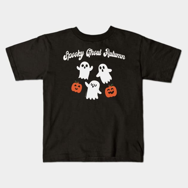 Spooky Ghoul Autumn Kids T-Shirt by Meg Schmeg Art
